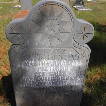 PRETORIUS Martha Johanna nee SAUER 1865-1957