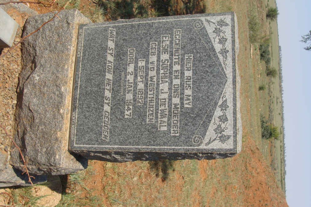 WAAL Elsie Sophia J., de nee VAN DER WESTHUIZEN 1892-1947