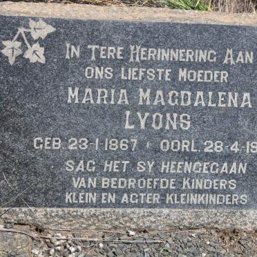 LYONS Maria Magdalena 1867-1958