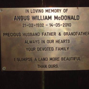 McDONALD Angus William 1932-2010