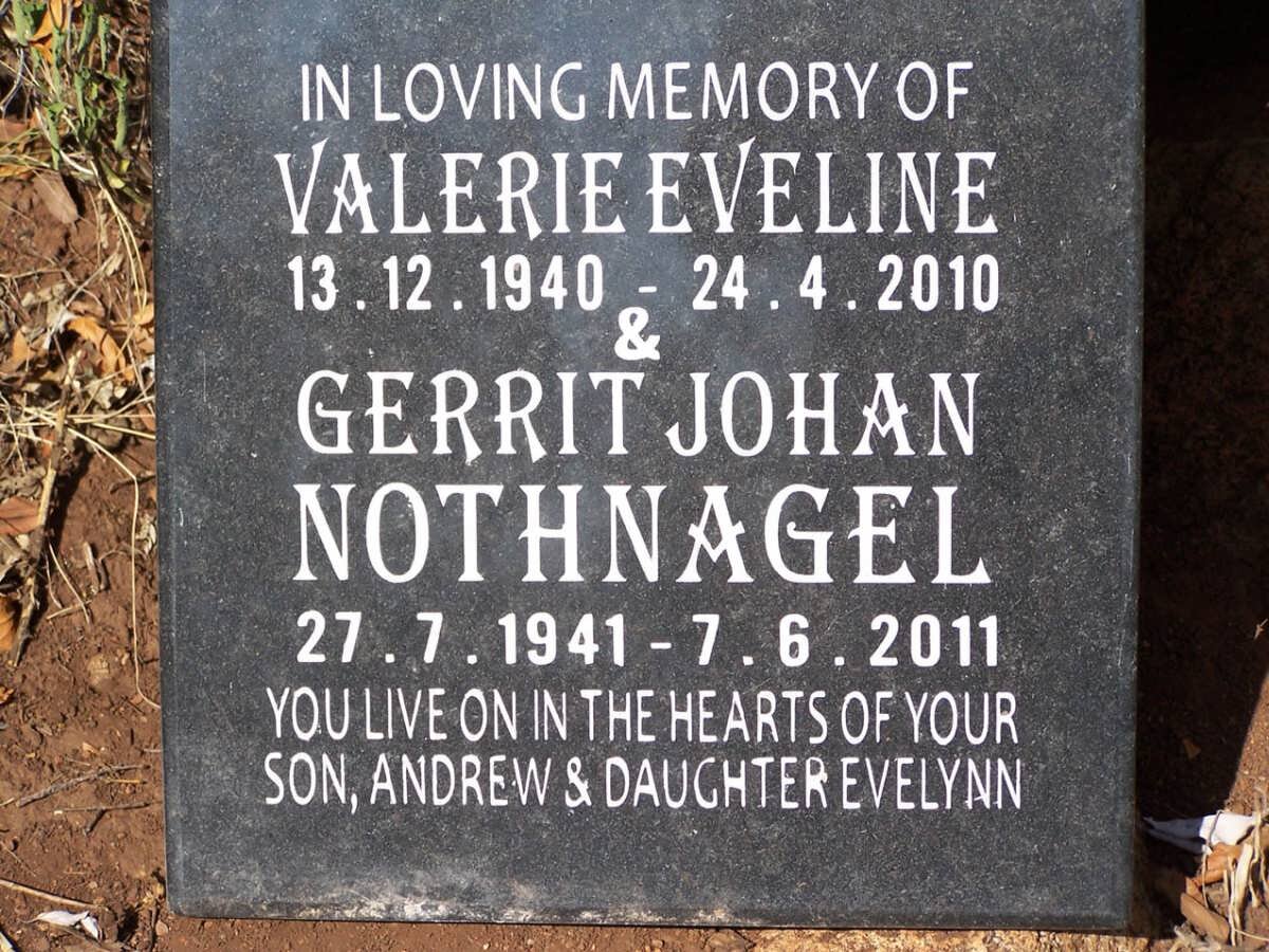 NOTHNAGEL Gerrit Johan 1941-2011 &amp; Valerie Eveline 1940-2010