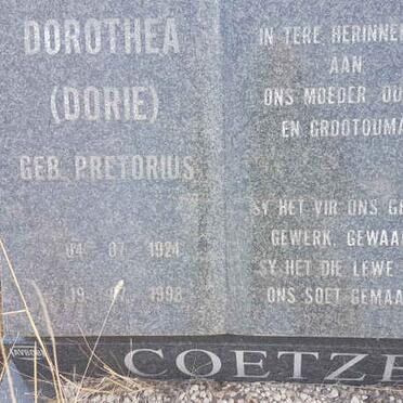 COETZEE Dorothea nee PRETORIUS 1924-1998