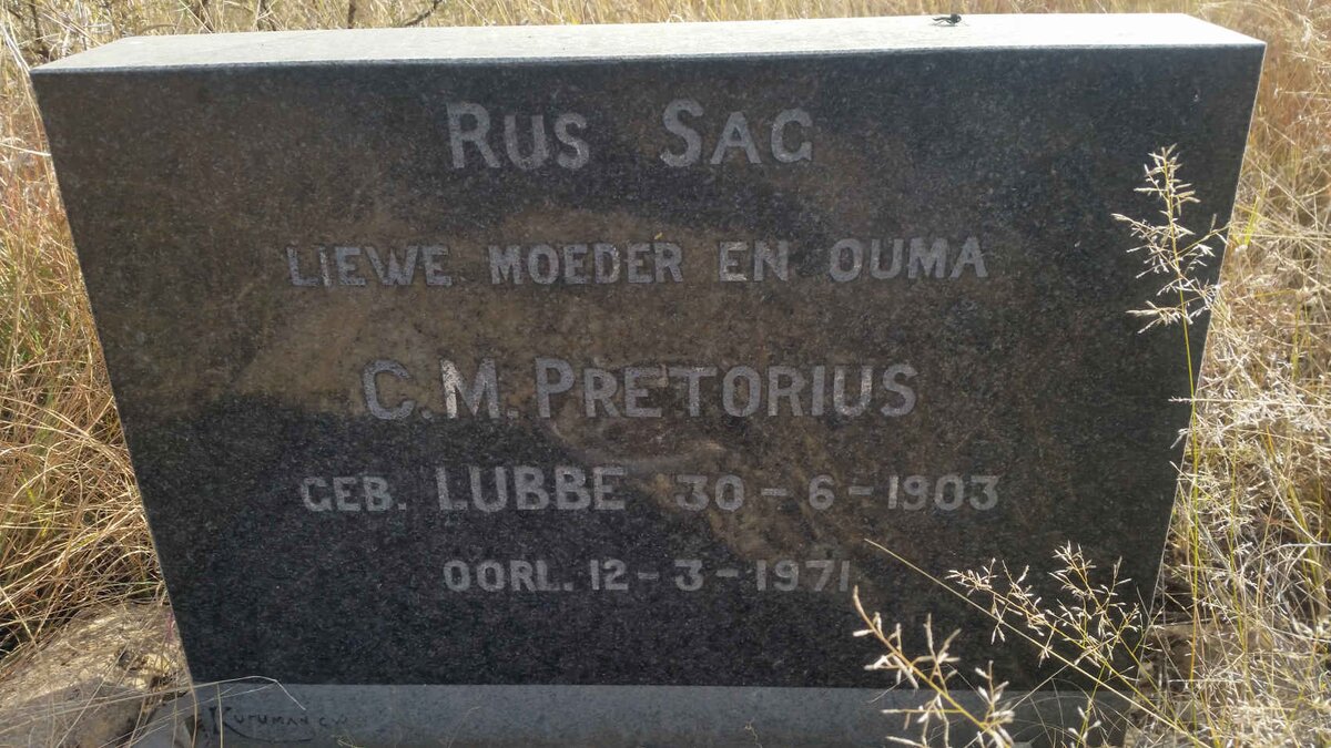 PRETORIUS C.M. nee LUBBE 1903-1971