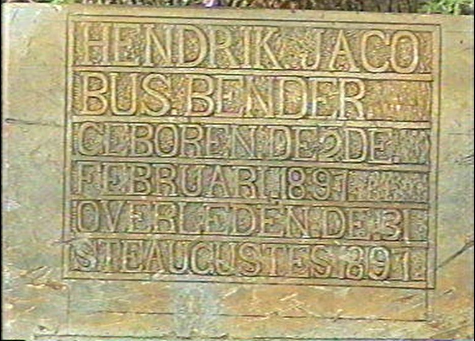 BENDER Hendrik Jacobus 1897-1897