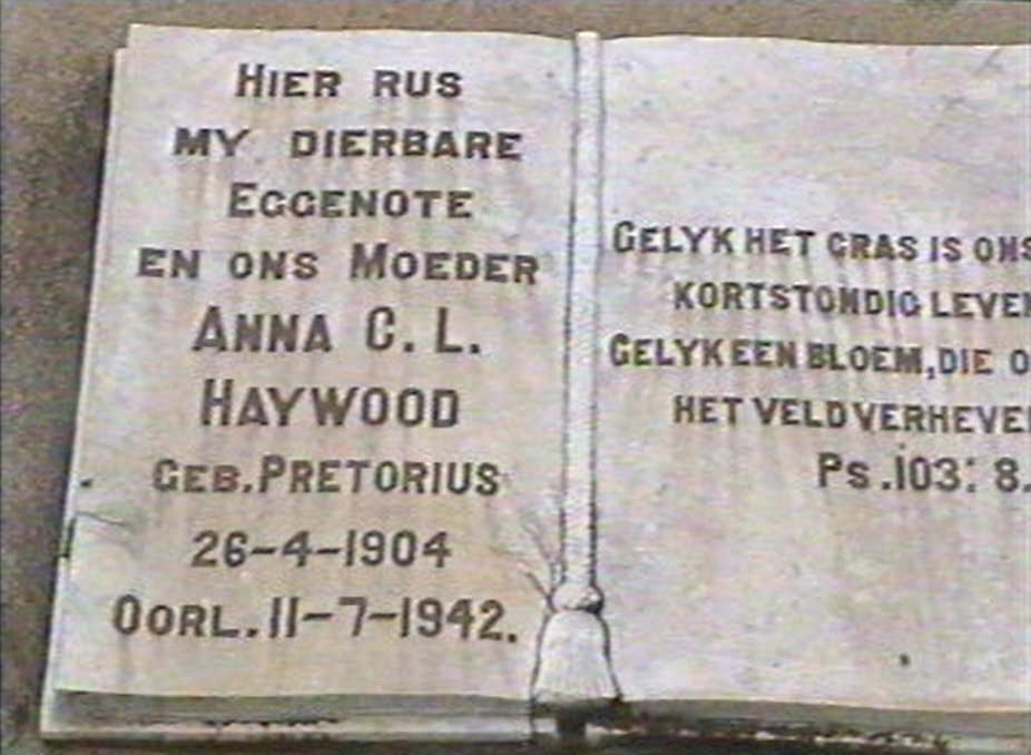 HAYWOOD Anna C.L. nee PRETORIUS 1904-1942