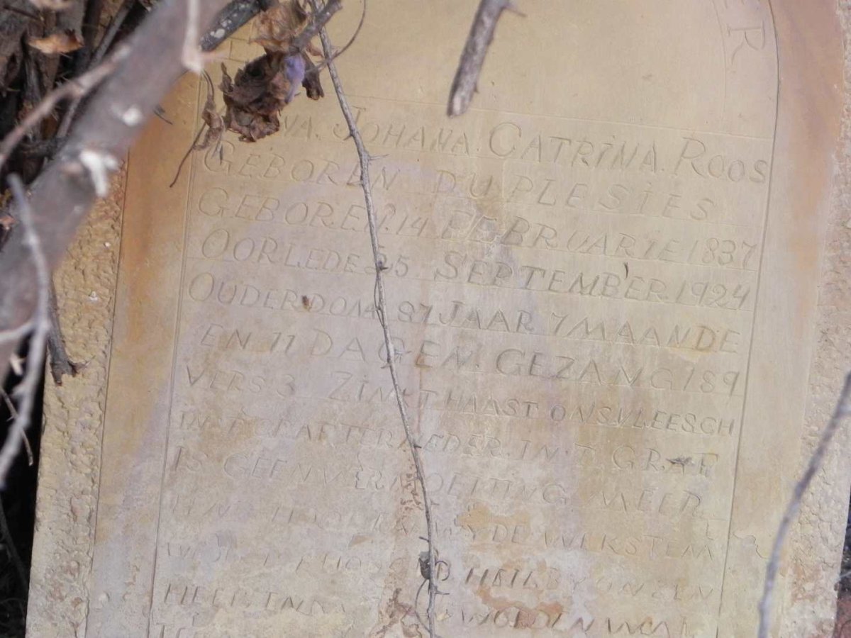ROOS Anna Johana Catrina nee DU PLESIES 1837-1924