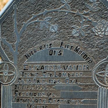 MERWE Elizabeth, van der nee LOMBARD 1865-1955