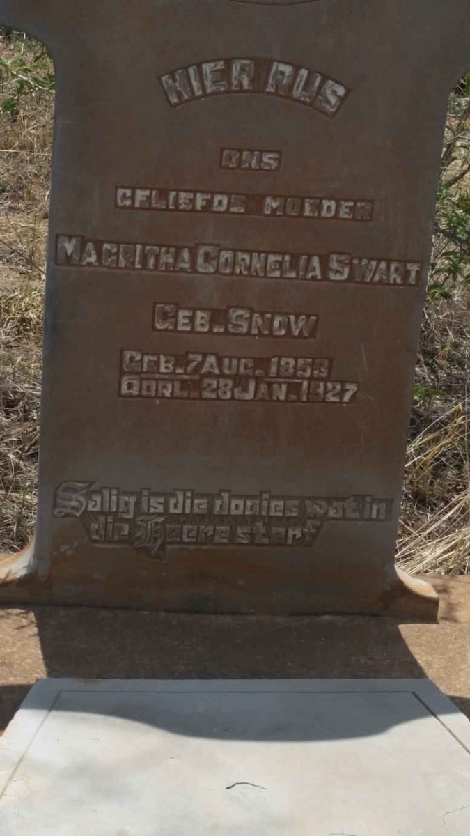 SWART Magritha Cornelia nee SNOW 1853-1927
