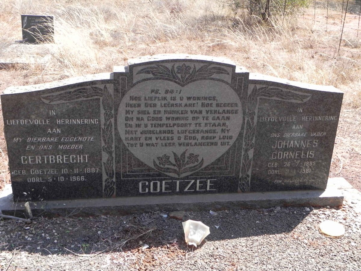 COETZEE Johannes Cornelis 1885-1981 &amp; Gertbrecht COETZEE 1887-1966