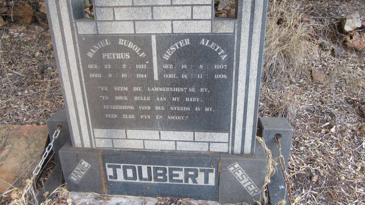 JOUBERT Hester Aletta 1907-1908 :: JOUBERT Daniel Rudolf Petrus 1913-14