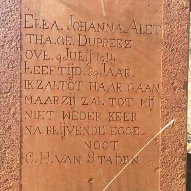 STADEN Ella Johanna Aletha, van nee DU PREEZ -1914