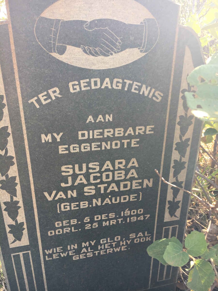 STADEN Susara Jacoba, van nee NAUDE 1900-1947