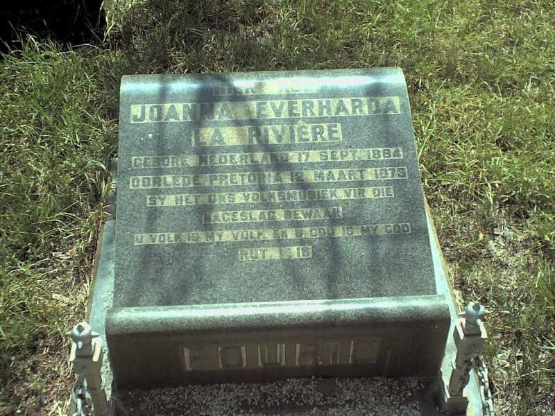 FOURIE Joanna Everharda nee LA RIVIERE 1884-1973