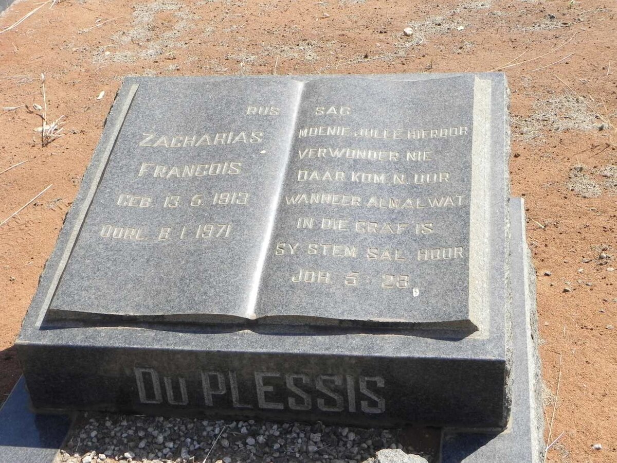 PLESSIS Zacharias Francois, du 1913-1971
