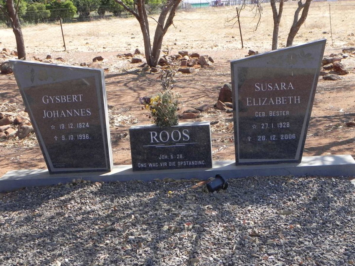 ROOS Gysbert Johannes 1924-1996 &amp; Susara Elizabeth BESTER 1928-2006