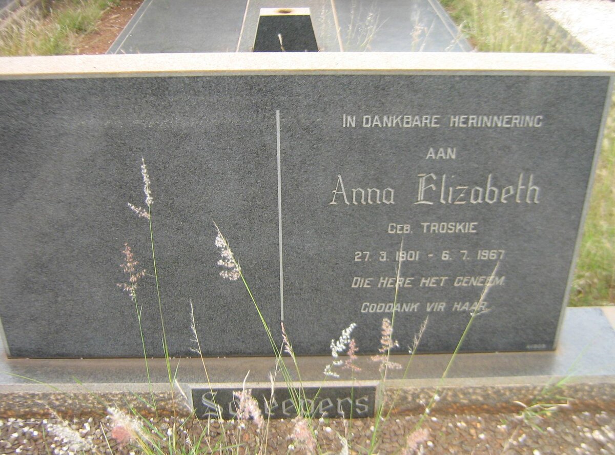 SCHEEPERS Anna Elizabeth nee TROSKIE 1901-1967