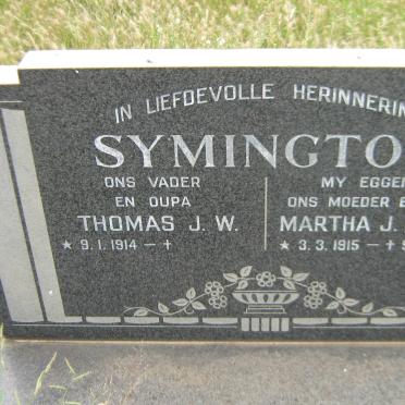 SYMINGTON Thomas J.W. 1914- &amp; Martha J. KRIEL 1915-1980