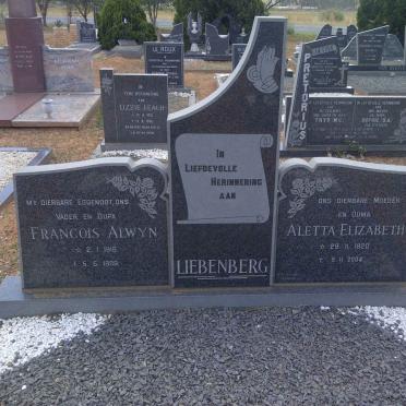 LIEBENBERG Francois Alwyn 1918-1989 &amp; Aletta Elizabeth 1920-2004