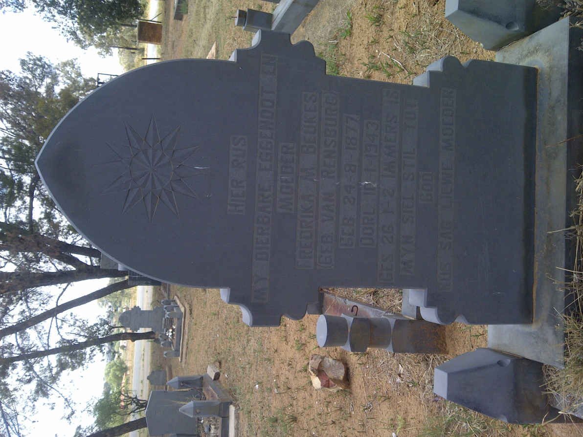 BEUKES Fredrika M. nee VAN RENSBURG 1877-1943