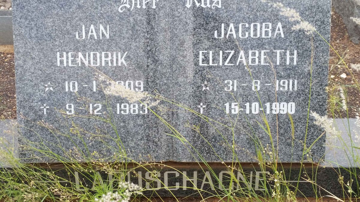 LABUSCHAGNE Jan Hendrik 1909-1983 &amp; Jacoba Elizabeth 1911-1990