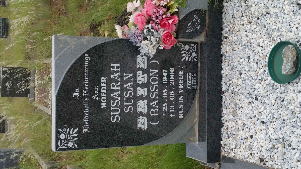 BRITZ Susarah Susan nee BASSON 1947-2006