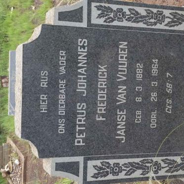 VUUREN Petrus Johannes Frederick, Janse van 1882-1964