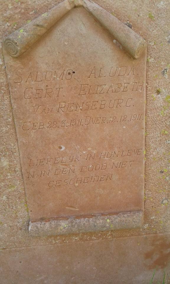 RENSEBURG Salomo Gert, van 1911-1911 :: VAN RENSEBURG Aluda Elizabeth 1911-1911
