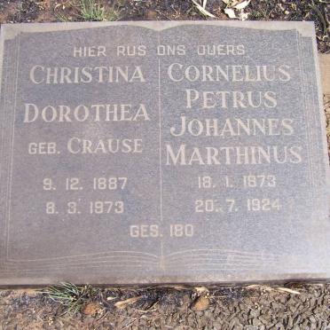 MERWE Cornelius Petrus Johannes Marthinus, van der 1873-1924 &amp; Christina Dorothea CRAUSE 1887-1973