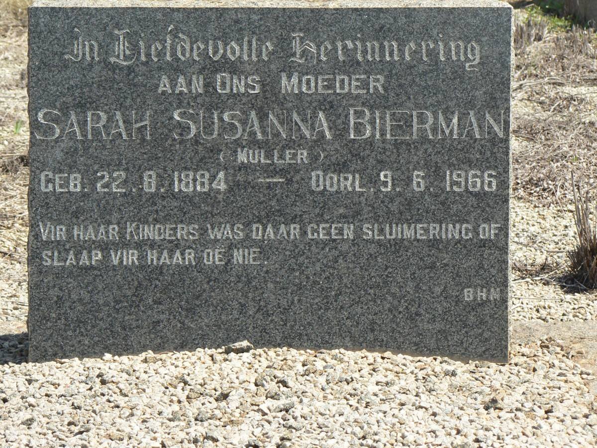 BIERMAN Sarah Susanna nee MULLER 1884-1966