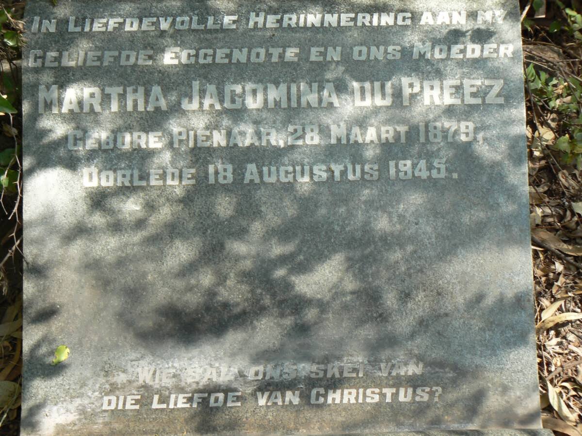 PREEZ Martha Jacomina, du nee PIENAAR 1879-1945