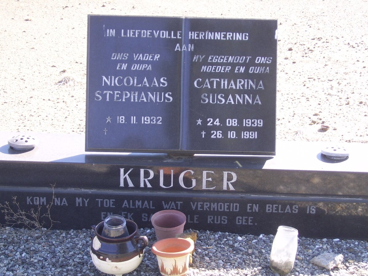 KRUGER Nicolaas Stephanus 1932- &amp; Catharina Susanna 1939-1991