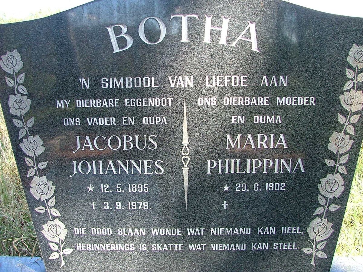 BOTHA Jacobus Johannes 1895-1979 &amp; Maria Philippina 1902-