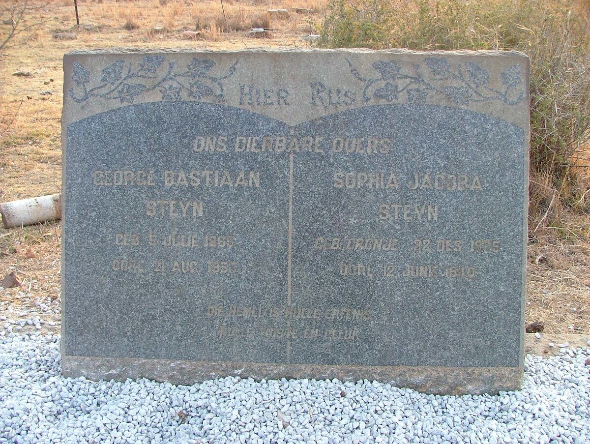 STEYN George Bastiaan 1865-1953 &amp; Sophia Jacoba CRONJE  1875-1940
