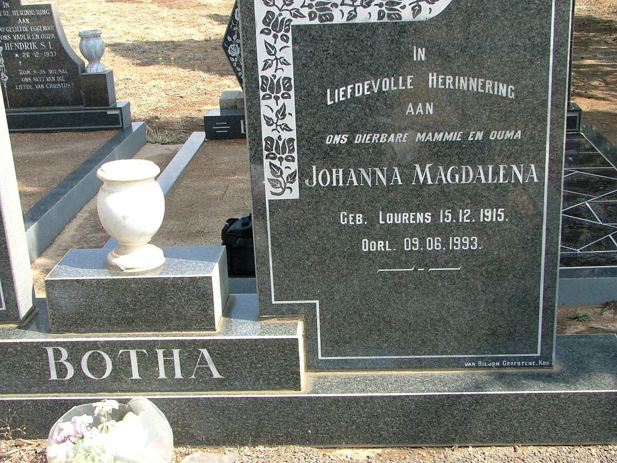 BOTHA Johanna Magdalena nee LOURENS 1915-1993