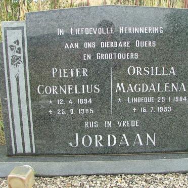 JORDAAN Pieter Cornelius 1894-1985 &amp; Orsilla Magdalena LINDEQUE 1904-1953