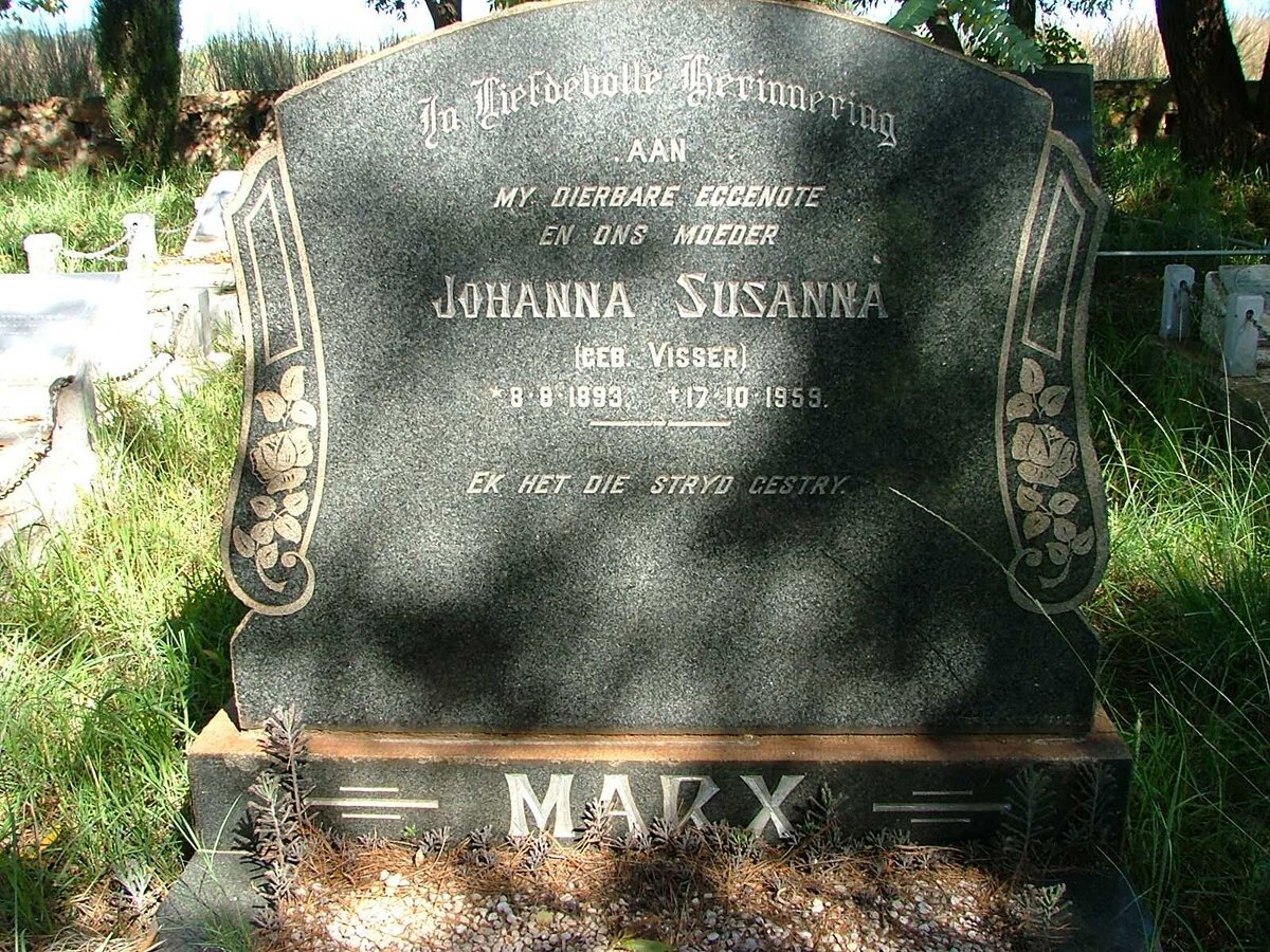 MARX Johanna Susanna nee VISSER 1893-1959