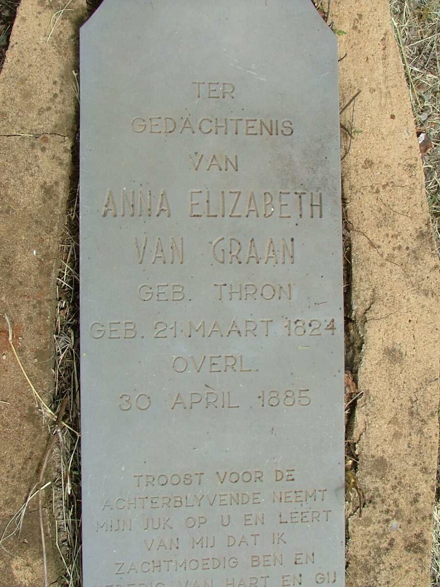 GRAAN Anna Elizabeth, van nee THRON  1824-1885