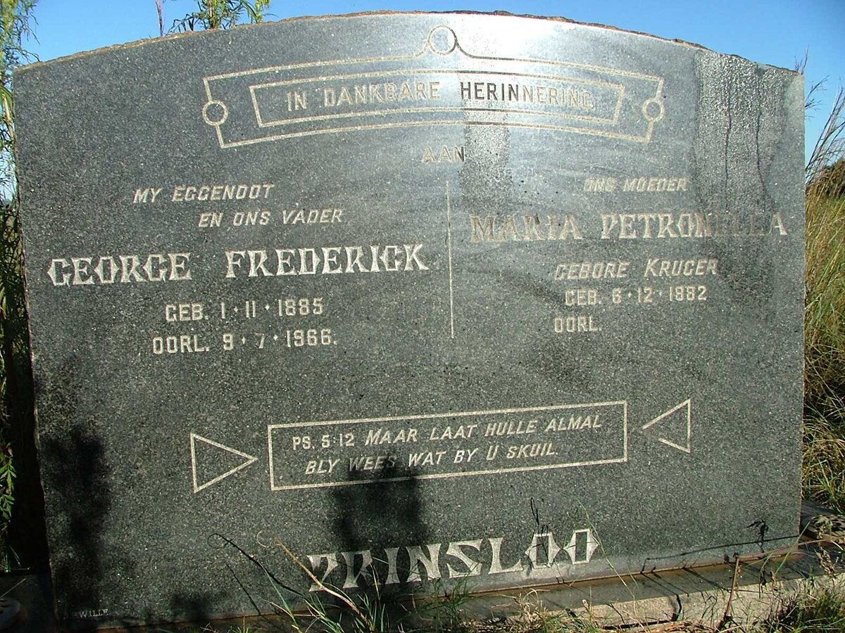 PRINSLOO George Frederik 1885-1966 &amp; Maria Petronella KRUGER 1882-