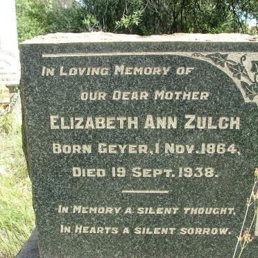 ZULCH Elizabeth Ann nee GEYER 1864-1938