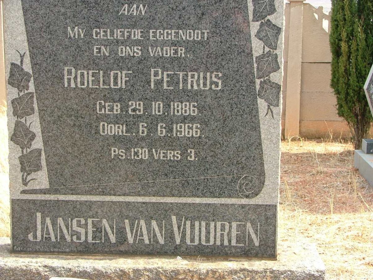VUUREN Roelof Petrus, Jansen van 1886-1966