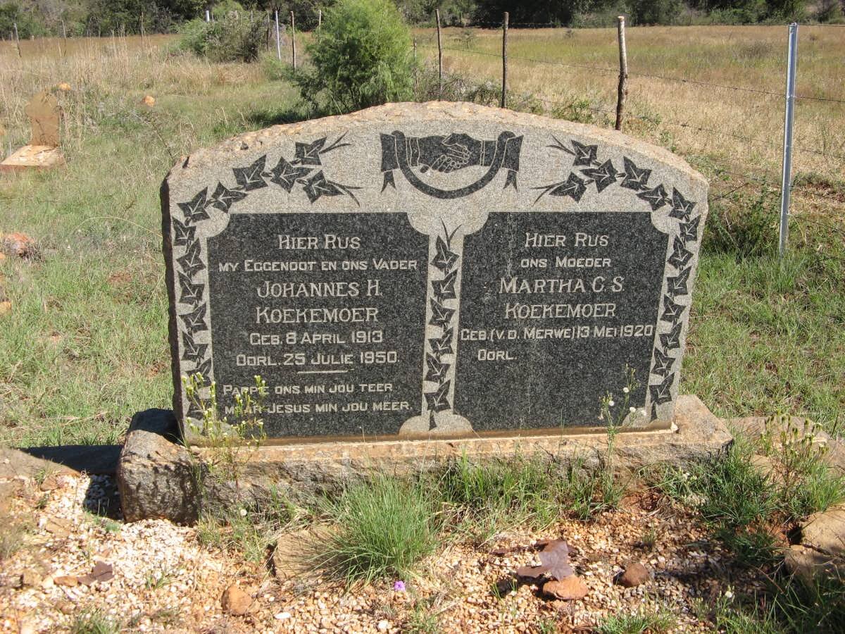 KOEKEMOER Johannes H. 1913-1950 &amp; Martha C.S. V.D. MERWE 1920- 