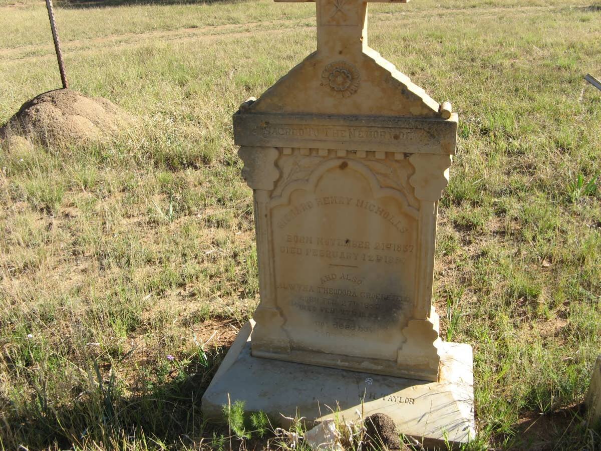 NICHOLLS Richard Henry 1857-1890 :: GROENEVELD Alwyna Theodora 1893-1893