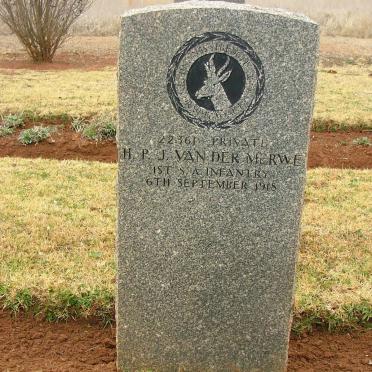 MERWE H.P.J., van der -1918