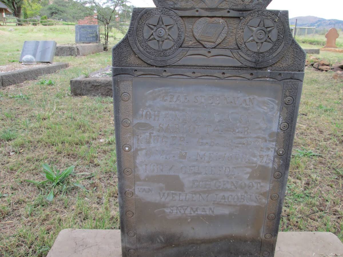 SNYMAN Johanna Lasva Sarlotte G.B. nee KRUGER 1840-1898