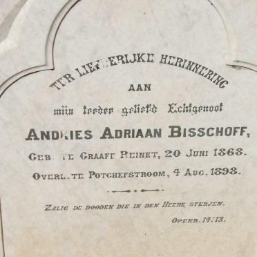 BISSCHOFF Andries Adriaan 1868-1898