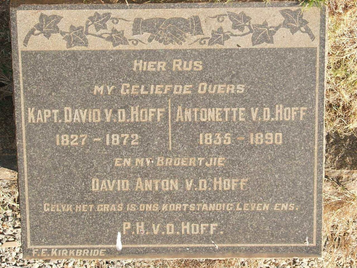 HOFF David, v.d. 1827-1872 &amp; Antonette 1835-1890 :: V.D. HOFF David Anton