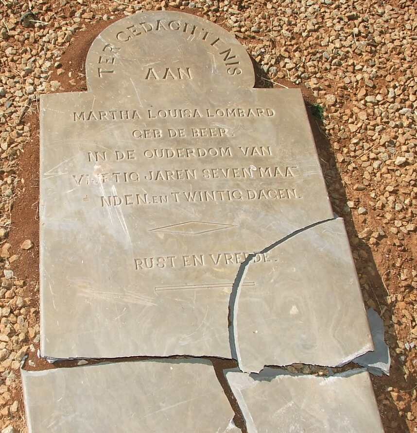 LOMBARD Martha Louisa nee DE BEER