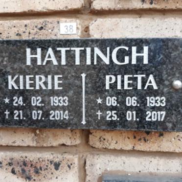 HATTINGH Kierie 1933-2014 &amp; Pieta 1933-2017