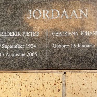 JORDAAN Carel Frederik Pieter 1924-2005 &amp; Chatriena Johanna Pieternella 1930-