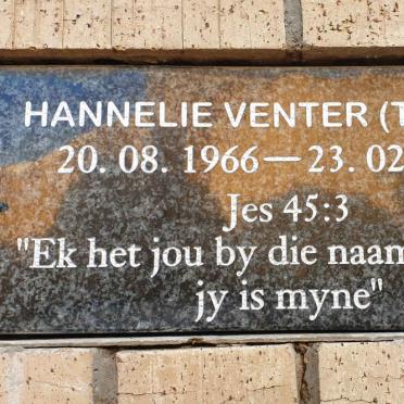 VENTER Hannelie nee TAGGART 1966-2018